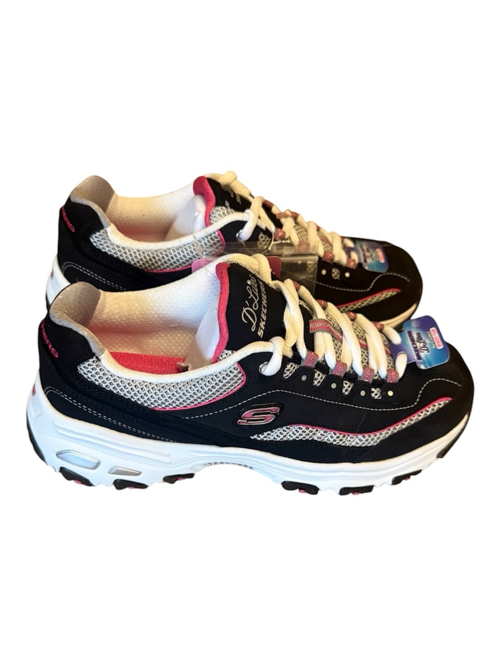 Sketchers D’Lites Air-Cooled Memory Foam Sneakers, Black/Pink, Size 7 - Picture 3 of 7